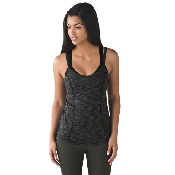 lululemon athletica Tops - Lululemon Heathered Black Run For Gold Tank Top